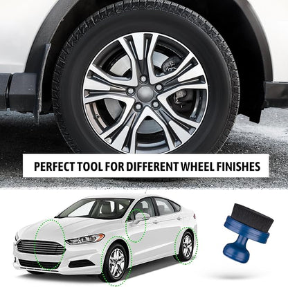 BABYSHEEP Car Tire Shine Applicator,Vegan Tire Shine Brush with Stand for Auto Detailing Cleaning Service,Black+Blue (2pc)