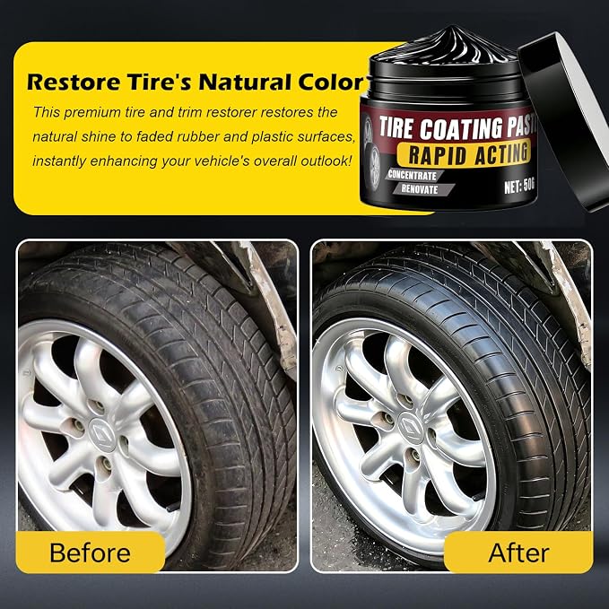 3PCS Tire Coating Paste, Tire Polishing Paste, Car Tire Shine with Sponge, Long-Lasting, UV Protection & Weather Resistant Tire Coating for Car, Truck, Motorcycle, RV