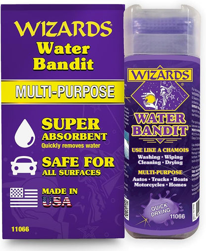 Wizards Water Bandit - Chamois Drying Towel for Car Detailing - Absorbent & Scratch-Free Wash & Dry - Ideal for Autos, Boats, Trucks & Motorcycles - Shammy Towel for Detail and Cleaning - 21" x 17"