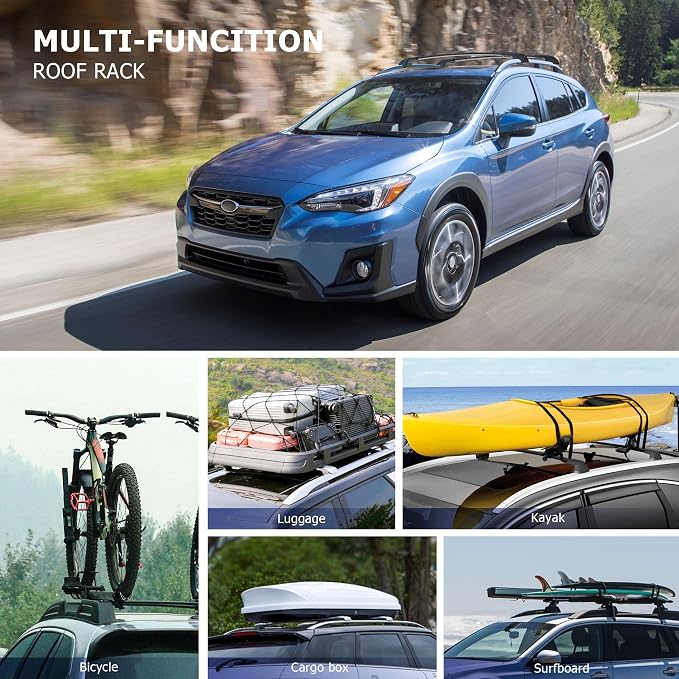300LBS Lockable Roof Rack Cross Bars Compatible with Subaru Crosstrek 2018-2023 & Impreza 2017-2023, Aluminum Anti-Corrosion Cross Bar Fit Luggage Kayaks Bicycles Snowboard with Raised Side Rails