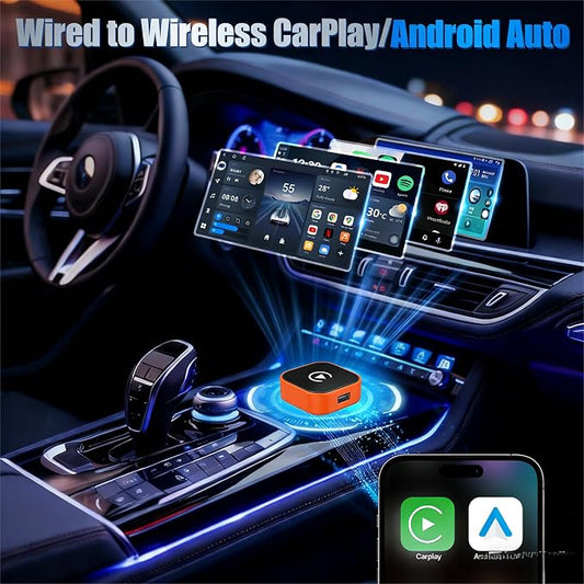 2026 Wireless Car Adapter - Universal Smart Screen Converter, USB-C/Type-C, Plug & Play, Zero Delay Needs Built-in Vehicle System（Orange Color）