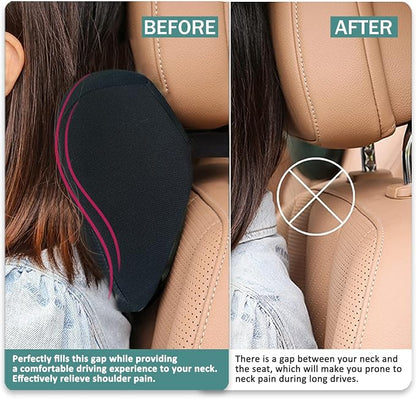 Super Fit Car Headrest Pillow, Car Pillow for Driving with Adjustable Strap, 100% Memory Foam Neck Pillow, Breathable Removable Cover & Ergonomic Design - Softness Travel Car Neck Pillow(Black, 1Pc)