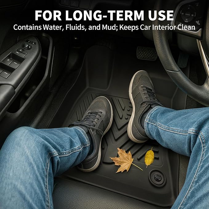 YITAMOTOR Floor Mats Compatible with 2014-2018 Chevy Silverado/GMC Sierra 1500 Crew Cab, 2015-2019 Silverado/Sierra 2500 HD/3500 HD Crew Cab, All-Weather 1st & 2nd Row, Black