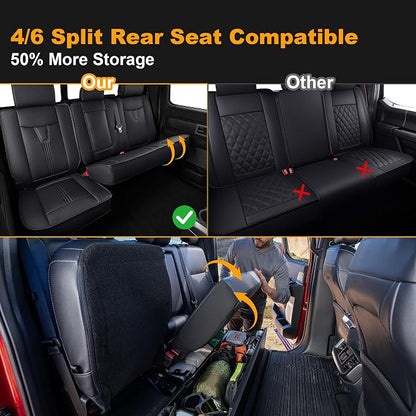 IKABEVEM for Ford F150 2009-2024 2025 2026 Seat Covers & F250 F350 F450 2017-2025 2026 Seat Protectors with Waterproof Leather(Full Set, Black)