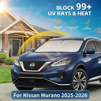 Windshield Sun Shade for Nissan Murano 2025 2026 Sunshade Front Window Shade Custom Fit Murano Accessories Sun Visor Foldable Shade Blocks UV Rays Accessories