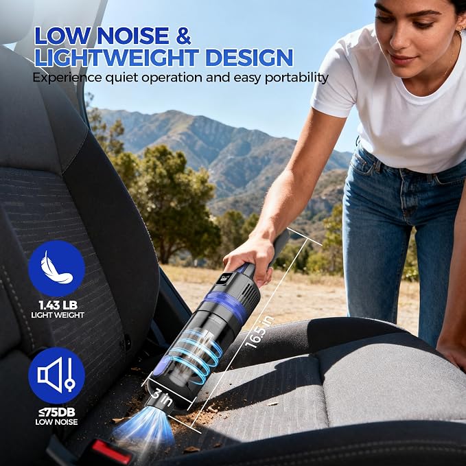 Handheld Vacuum Cordless Rechargeable 2-Speed Modes| 3-in-1 Portable Cordless Vacuum Cleaner with Charging Dock, for Car Home Office and Pet Hair（Blue）