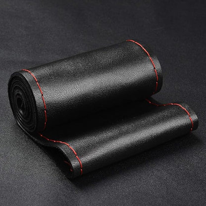 BMLEI Steering Wheel Cover with Top Layer Genuine Leather and Anti-Slip Design, Soft Padding, Breathable, Universal 15 Inch Stitch on Wrap