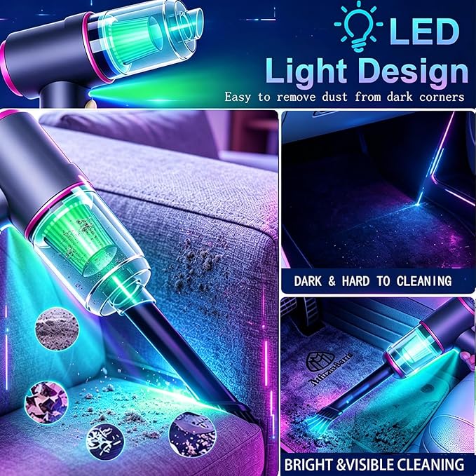Handheld Cordless Car Vacuum Cleaner, 4-in-1 Portable Mini Vacuum/Compressed Air Duster with Powerful Suction 6000MAH Rechargeable Battery for Home Office Pet Hair