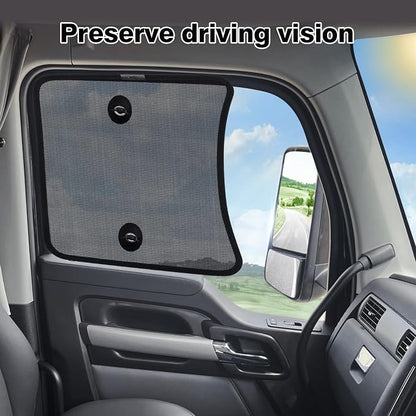 KUST 2PCS 20''*16.9'' Side Window Shades for Semi Truck/Heavy Duty Truck - Kenworth T680 / T880 / W990 (All Years) - Mesh Shade with Suction Cup - Semi Truck Accessories