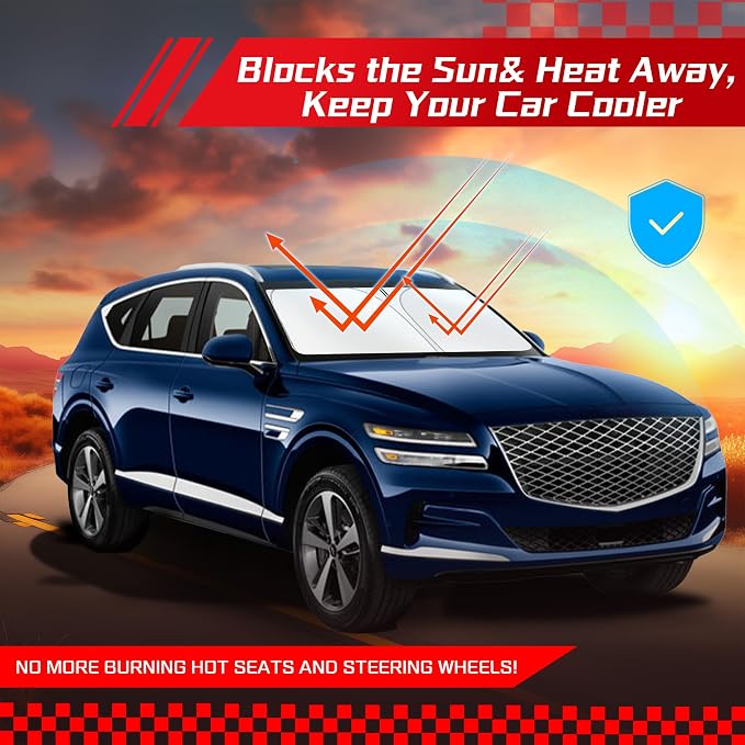 ARISMOTOR Windshield Sun Shade for Genesis GV80 2021-2025 2026, Custom Fit Foldable Front Window Sunshade Sun Visor Protector, Block UV Rays Keep Your Car Cooler