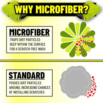 Chemical Guys MIC493 Chenille Premium Scratch-Free Microfiber Wash Mitt, Lime Green, 9.6" x 2.3" x 7" (Pack of 2)