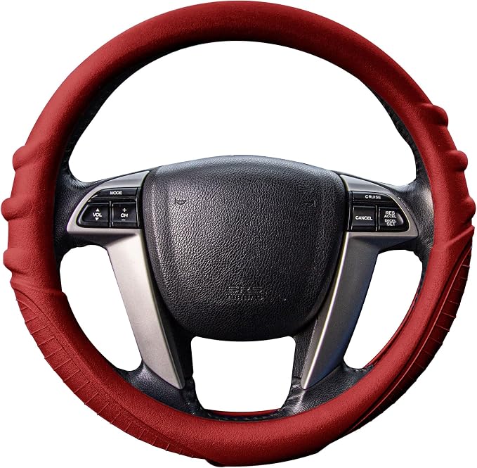 FH Group Universal Fit Silicone with Grip and Pattern Massaging Grip Steering Wheel Cover fits most Cars, SUVs, Trucks, and Vans Burgundy
