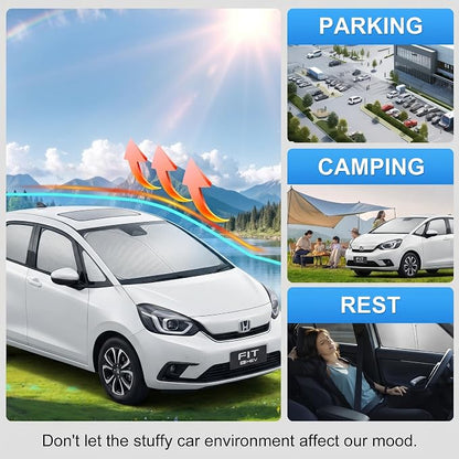 Custom Fit Windshield Sun Shade for Honda Fit 2007-2026 | Custom Fit Windshield Cover, Blocks UV Rays, Double-Layer Heat Shield, Durable Frame, Easy Fold & Storage