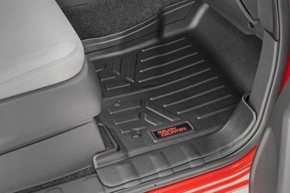 Rough Country All Weather Floor Mats for Nissan Frontier Crew Cab (2022-2025) - Non-Slip Waterproof Flexible Floor Mat, Front & Rear Set