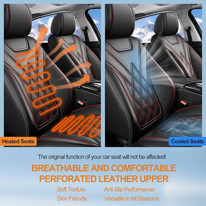 Car Seat Covers Compatible with Hyundai Santa Cruz 2022-2026 - Full Set 5 Seats Luxury Leather All-Weather Seat Cushions & Protectors, Waterproof & Breathable, Airbag Compatible (Redline)