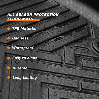 KUST Floor Mats for 2015-2026 Ford F-150/F150 Lightning SuperCrew Cab (Only for Rear Seat Without Under-Seat Fold Flat Storage), All Weather Car Mats for F150 Accessories TPE Rubber Raised Edge