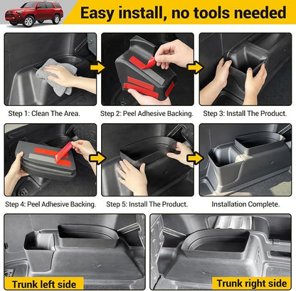 Rear Trunk Organizer for 2010-2024 Toyota 4Runner 5-Seat 2nd Row Accessories, Storage Bin Trunk Side Storage Box Cargo Tray for 10-24 4 Runner(3Pcs Left+Upper Side,Not for 7-Seat)