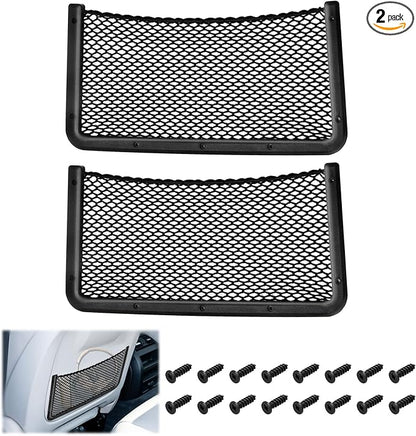 2 PCS Car Net Pocket, ABS Plastic Frame Cargo Net Storage Car Pockets Phone Net, Cars Mesh Nets Pockets with Screws for Auto, RV, Boat, and Camper Storage Nets (15.7 x 7.9 Inch)