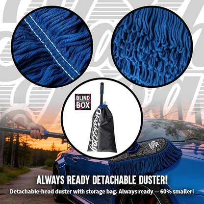 Flash Dog Waterless Car Duster - Wax Cotton Strands 360°Swivel Head & Extendable Aluminum Alloy Handle for Scratch-Free Dusting on Cars, Trucks, SUVs, RVs