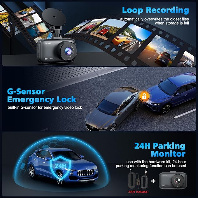 Dash Cam Front and Rear, 4K Dual Dash Cam with CPL Filter, Dash Camera for Cars-5GHz WiFi, 3" IPS Screen Dashcams for Cars with 64GB Card, App Control, Night Vision, Parking Monitor, Support 256GB Max