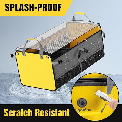 SugarFox Car Trunk Organizer for SUV - 63L+26L Modular Storage, Heavy-Duty, Foldable Waterproof, Soft & Hard Covers, Non-Slip, Multi-Compartment, Yellow M006