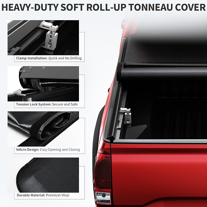 OEDRO Soft Roll Up Truck Bed Tonneau Cover Fits for Ford Maverick 2022 2023 2024 2025 2026 with 4.5 Feet Bed