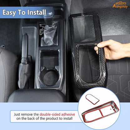 Aunginsy Car Gear Shift Panel Cover Cup Holder Trim Kit Compatible with Toyota Tacoma 2016-2023 Center Console Gear Shifter Cupholder Panel Decorative Frame Protection Ring ABS Interior Accessories