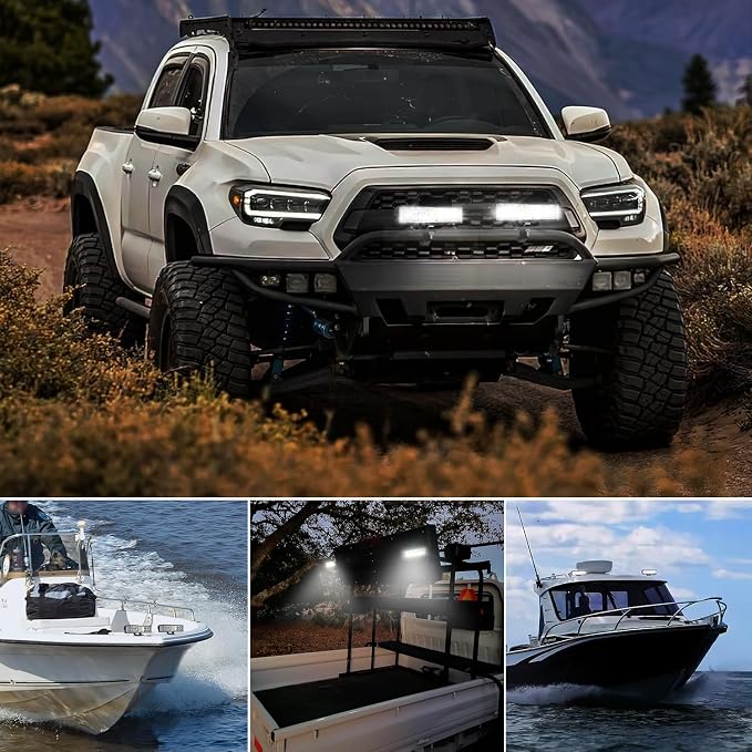 Nilight Side Shooter LED Light Bar 2PCS 6.5 Inch 60W Flood Spot Beam Combo Fog Driving Pods 16AWG 5Pin Rocker Switch Wiring Harness Kit for Truck ATV UTV Boat