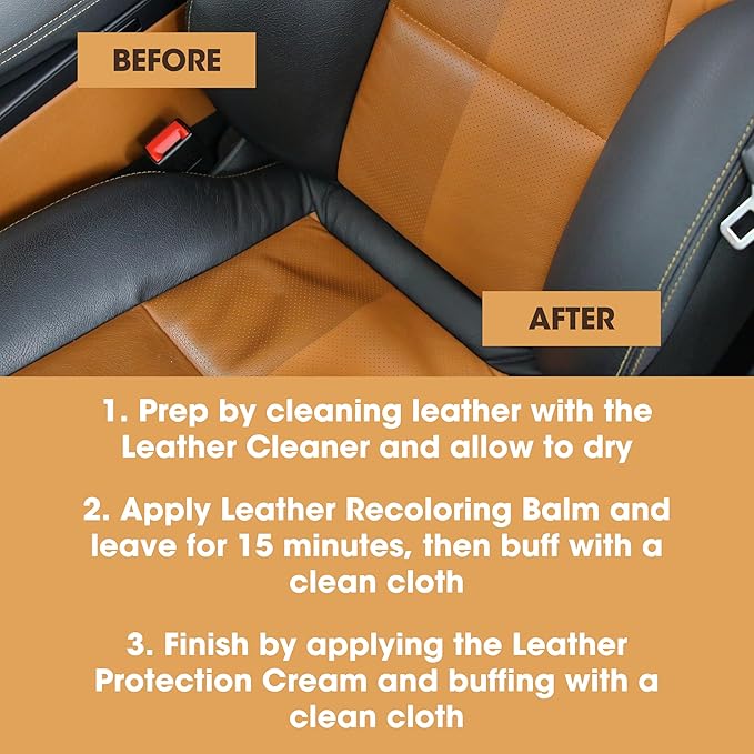 Furniture Clinic Leather Complete Restoration Kit | with Leather Recoloring Balm, Cleaner, 2-in-1 Protection Cream & Conditioner, Sponge, and Cloth | Repair Kit for Furniture (Dark Grey)