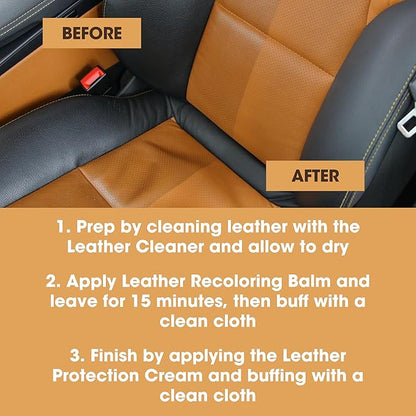 Furniture Clinic Leather Complete Restoration Kit | with Leather Recoloring Balm, Cleaner, 2-in-1 Protection Cream & Conditioner, Sponge, and Cloth | Repair Kit for Furniture (Maroon)