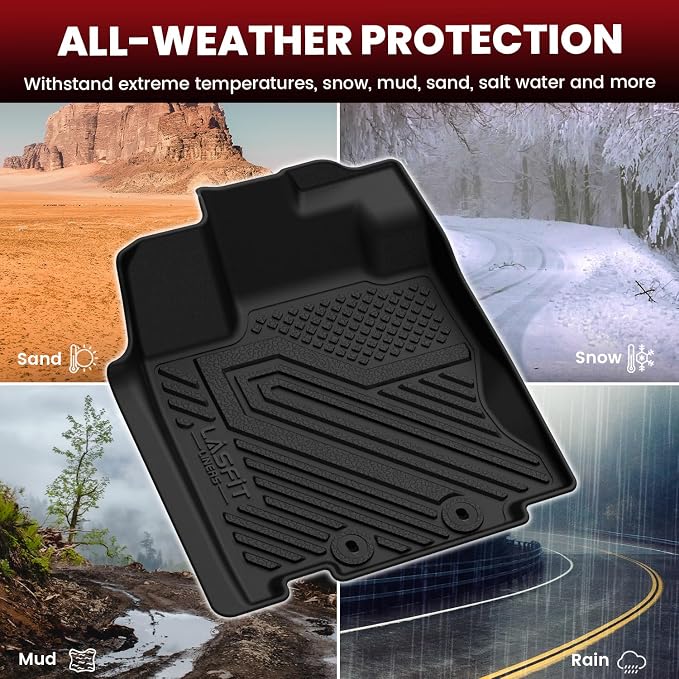 LASFIT Floor Mats for Nissan Pathfinder 2013-2020 / Infiniti QX60 2014-2021 / JX35 2013, All Weather TPE Custom Fit Easy Clean Durable No-Curling Trunk Mat for Pathfinder & QX60 & JX35
