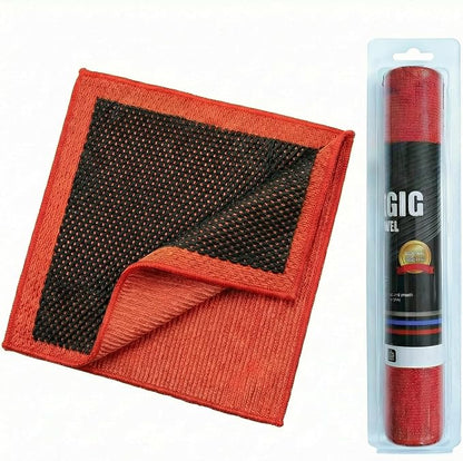 Upgrade 3.0 Car Decontamination Towel – Fine Grade Clay Bar Towel for Auto Detailing, Removes Paint Contaminants, Water Spots & Tree Sap, Enhances Gloss & Wax Bond, 12” x 12” (red and Black)