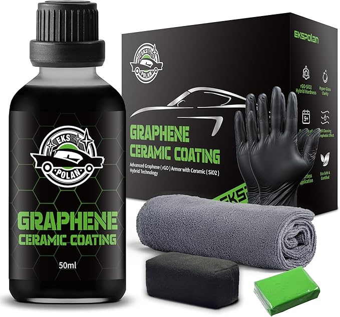 Graphene Ceramic Coating for Cars (50ml) - 10H Graphene Coating for Car Detailing-5+ Years Protection, Hydrophobic, Scratch & UV Resistant, High GlossFinish - Professional-Grade Car Detailing Kit