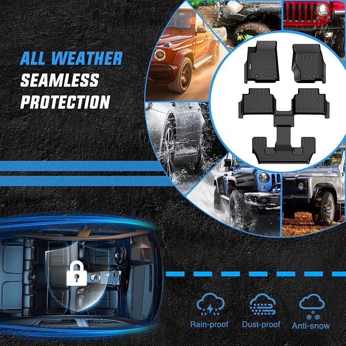 Nilight TPE Floor Mats for Jeep Grand Cherokee L (6-Passenger Without Center Console) 2021 2022 2023 2024 2025 2026 All Weather Custom Fit Heavy Duty Floor Liners