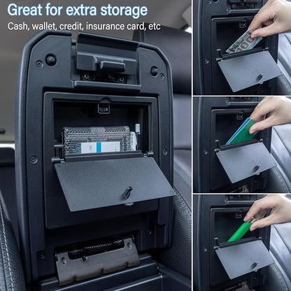 JKCOVER Center Console Hidden Box Organizer Compatible with 2016-2021 2022 2023 Toyota Tacoma Accessories Armrest Hidden Storage Box Secret Compartment Press to Open and Close (Patent Design)