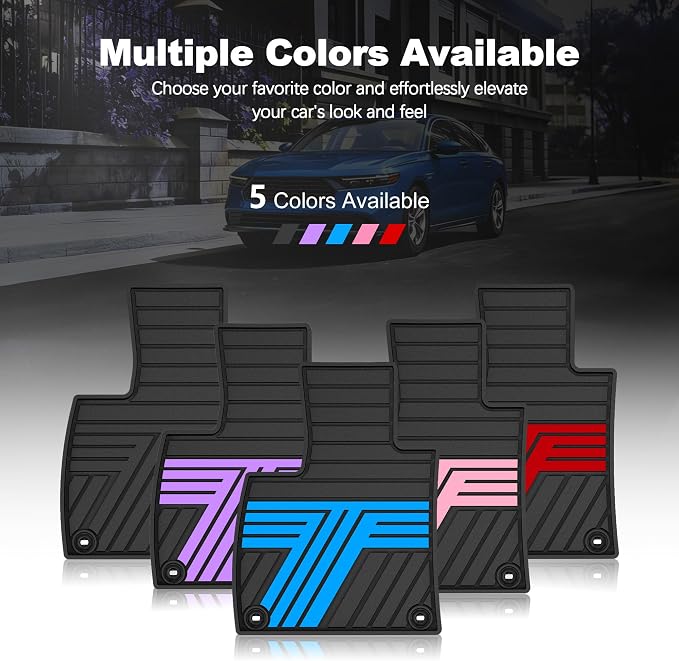 Floor Mats Fit for Honda Accord Sedan 2026 2025 2024 2023 (Gasoline & Hybrid), All Weather Protection Custom Fit Anti-Slip Floor Liners,1st & 2nd Row, Black & Blue