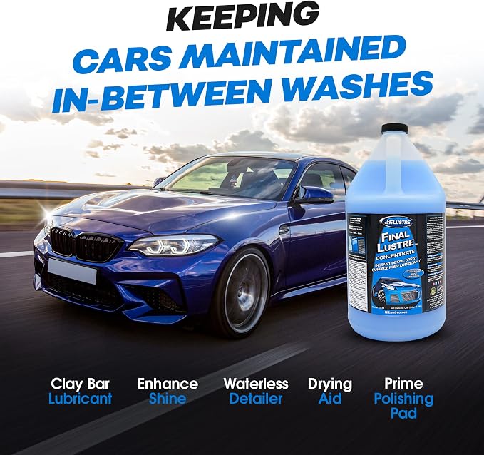 Final Lustre Concentrate, Quick Detailer Solution to Remove Dust and Dirt, Streak and Residue-Free Car Spray, Quick Detailer Spray for Clay Bar and Polishing Pad, Grape Scent, 1 Gallon