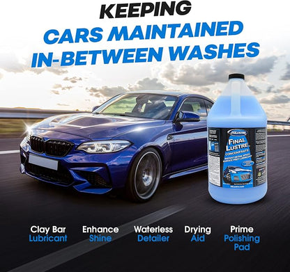 Final Lustre Concentrate, Quick Detailer Solution to Remove Dust and Dirt, Streak and Residue-Free Car Spray, Quick Detailer Spray for Clay Bar and Polishing Pad, Grape Scent, 1 Gallon