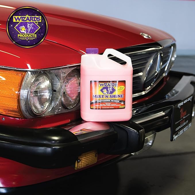 Wizards Mist-N-Shine Professional Car Detailing Spray - Quick Detailer Spray for Cars, Show-Car Gloss, Streak-Free Finish on Paint, Chrome, Glass and Plastic Trim, Wax-Free Formula - 1 Gallon Refill