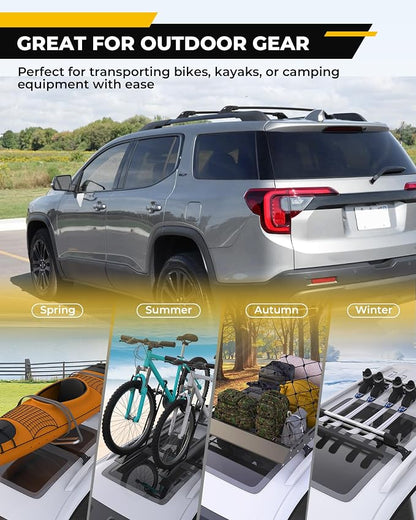 265LBS Lockable Cross Bars Roof Rack Fit for GMC Acadia 2017-2023 Aluminum Crossbars Cargo Bar Luggage Baggage Carrier Rooftop Accessories, for Storage Bag Kayak Snowboard Canoe Bike
