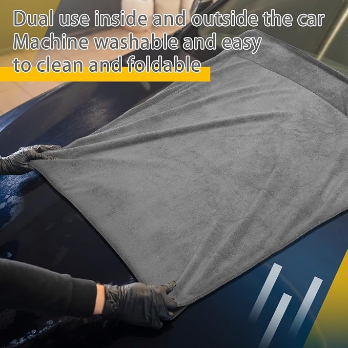 Mindsoft 2 Pcs Giant Car Drying Towel 55'' x 28'' Microfiber Towels Great Thick Soft Plush Towel Streak Free Lint Free Reusable Cars Accessories Highly Absorbent Quick Effortless Dry for Car Truck Suv