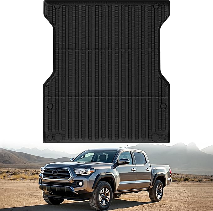 OEDRO Truck Bed Mat Fit for 2024 2025 2026 Toyota Tacoma 5FT, TPE All Weather Tacoma 5FT Heavy Duty Pickup Bed Liner Accessories, Black
