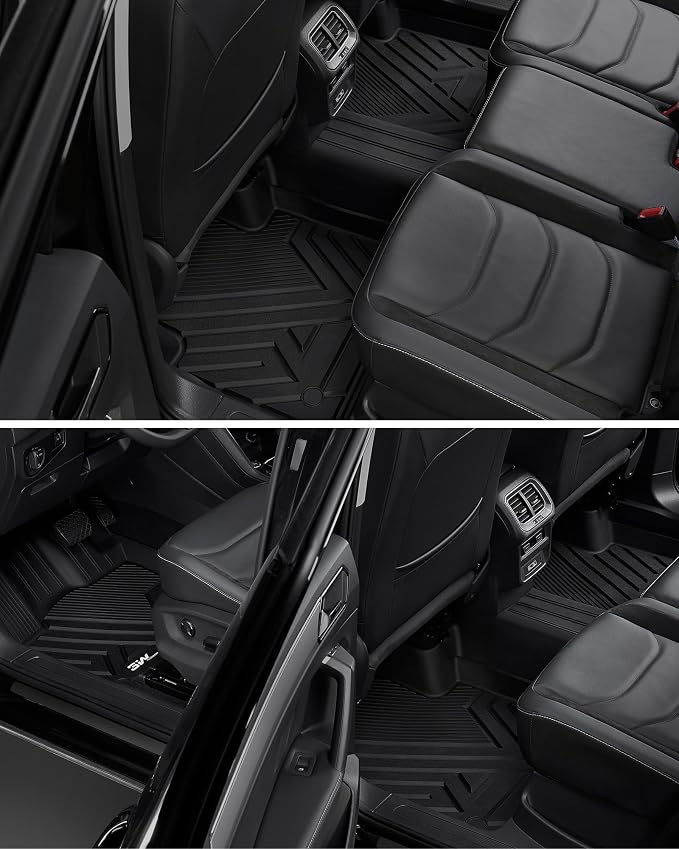 3W Floor Mats & Cargo Liner & Seatback Mats for Volkswagen Tiguan 2025 2026, All-Weather Protection TPE Car Mats 2 Rows Full Set for VW Tiguan Accessories, Black