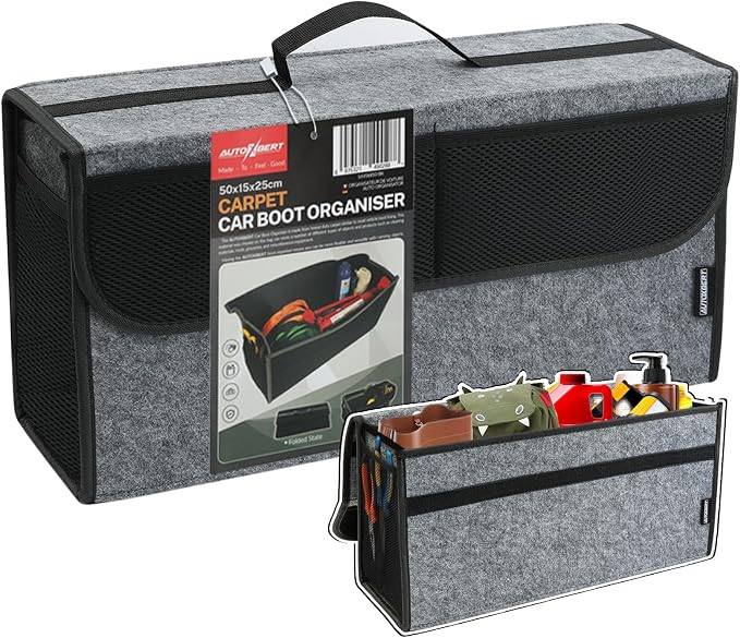 Car Trunk Organizer,Soft Felt Car Bag Organizer 20x6.11x10 inch Folding,for Honda CRV/for Civic/for Accord Ford/for Focus Fusion/for Toyota RAV4/for Jeep SUV/Truck/Sedan(Gray)