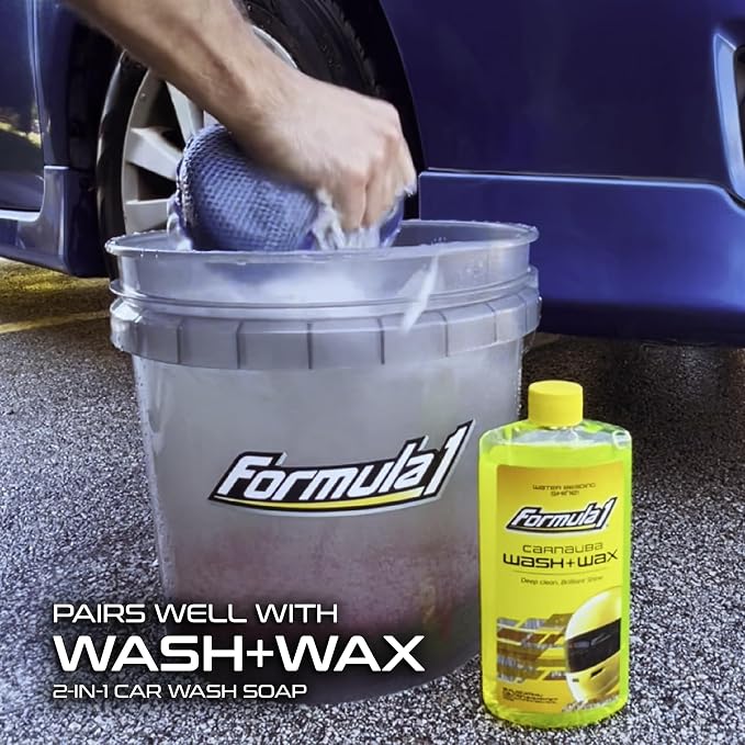 Formula 1 Super Car Wash Sponge Two-Sided Microfiber Sponge with Mesh Scrubber Side Intense Clean Durable & Effective Car Cleaning Supplies