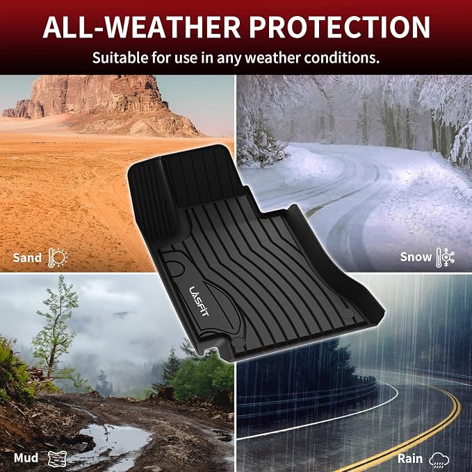 LASFIT Floor Mats for Mercedes Benz C Class 2021 2020 2015-2019 C300 / C400 / C350e / C43 AMG / C63 AMG / C63 AMG S (Fit Sedan Only), All Weather TPE Floor Liners for C Class 1st & 2nd Row Mats