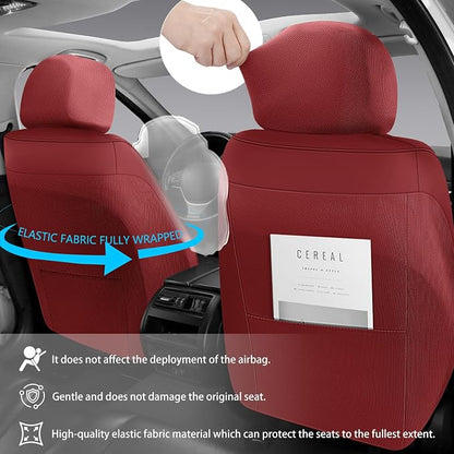 NS YOLO Leather Car Seat Covers Full Set,Universal Fit for Most Cars,SUVs and Sedans,Waterproof Luxury Leatherette Cushions, 5 Seats Protectors (Wine Red, Full Set-5 Seats(Front and Rear))