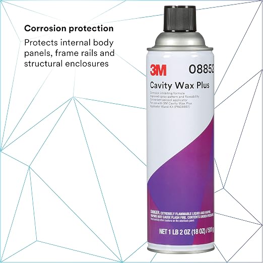 3M Cavity Wax Plus Aerosol Spray, 08852, 18 fl oz, Self-Healing, Corrosion Protection, Non-Hardening, Chipping, Peeling, Cracking