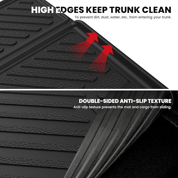 LASFIT Trunk Mat & Backrest Mats for 2022-2025 Mitsubishi Outlander (Not Fit PHEV or Sport Models), Custom Fit Full Coverage TPE All-Weather Cargo Liner for Mitsubishi Outlander Accessories, Black