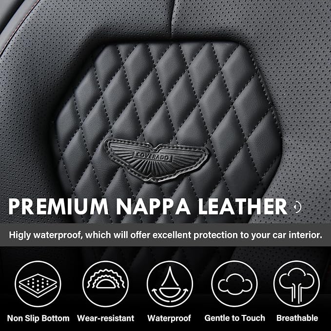 Coverado Seat Covers, Car Seat Covers Front Seats, Black Car Seat Cover, Waterproof Car Seat Covers, Car Seat Cushion, Front Car Seat Covers Leatherette Car Seat Protector Universal Fit Most Cars